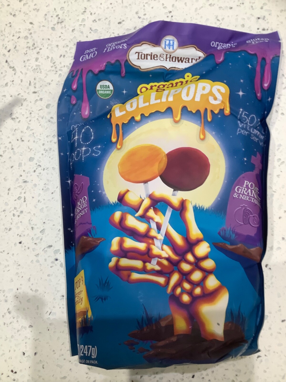 Organic Halloween Lollipops  8.7 Oz By Torie & Howard 40ct top 9 allergen free