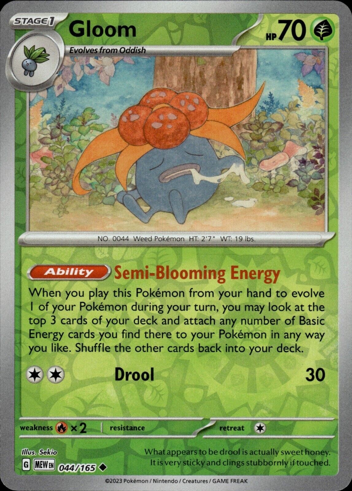 Pokémon  151 - Gloom 044/165  - Reverse Holo - NM/M
