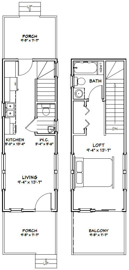 10x28 Tiny House -- 475 sq ft -- PDF Floor Plan -- Model 3A