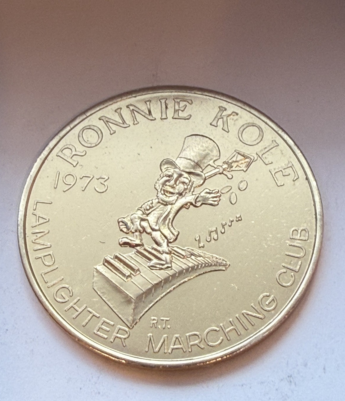 Ronnie Kole 1973 Lamplighter Marching Club Aluminum Doubloon, Rault Center