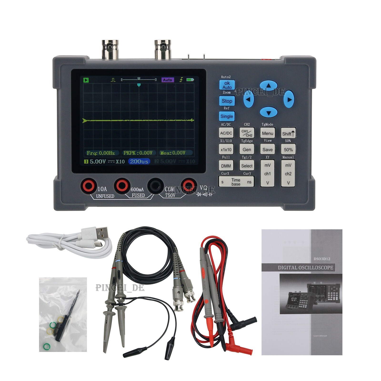 DSO3D12 3-in-1 2 Channel Oscilloscope Multimeter Signal Generator Machine