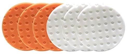 Smart Foam Pads Dual Action 5.5 inch Cut and Polish Combo (3-White, 3-Orange,