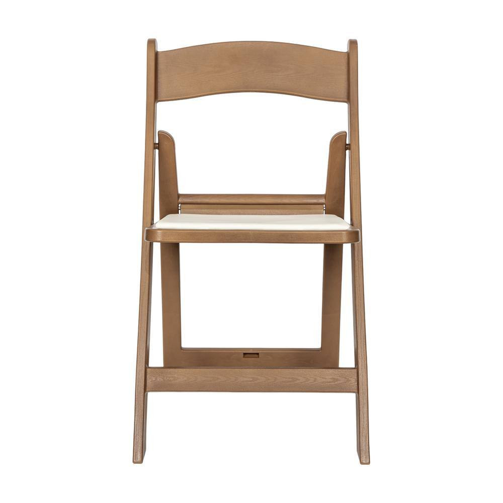 Hercules Chestnut Indoor/Outdoor Vinyl Seat Lightweight Wood Look Resin Dining C