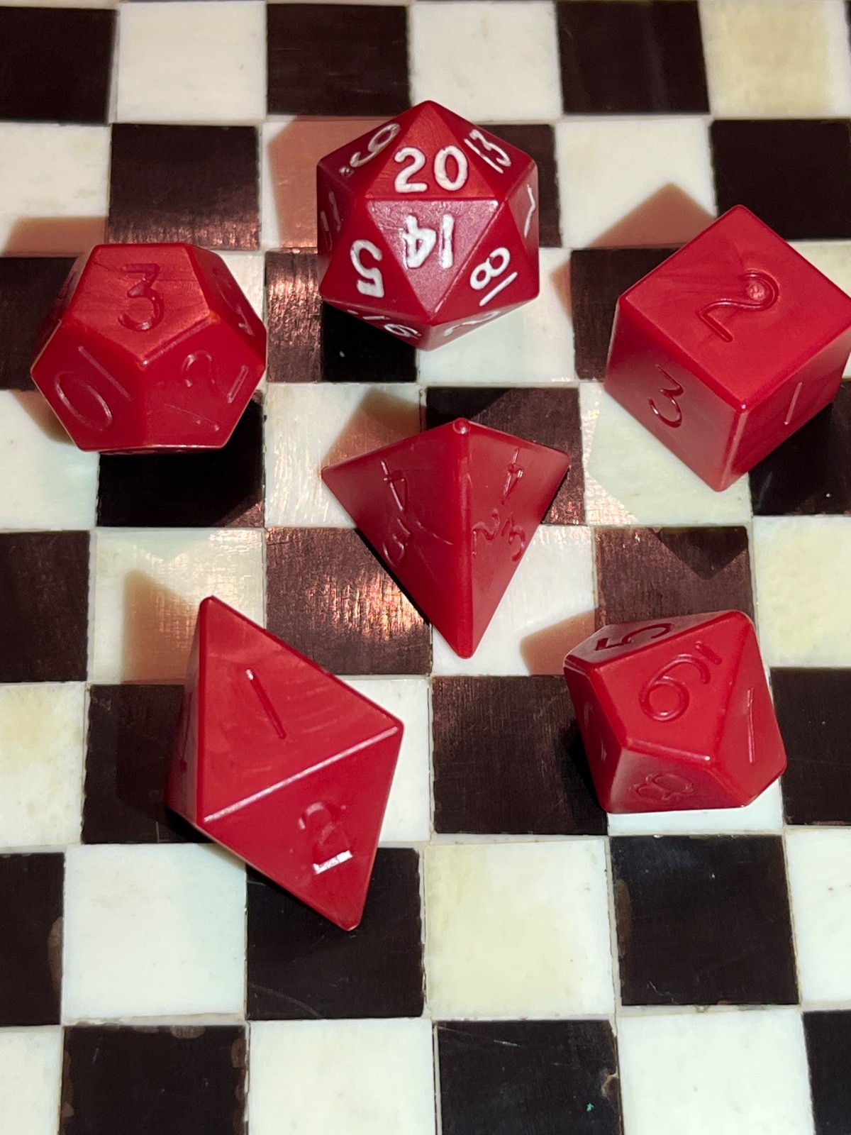 WOW! JUST OUT OF BAG COND! Vintage Mentzer set red rpg ad&d dice 042426cDI