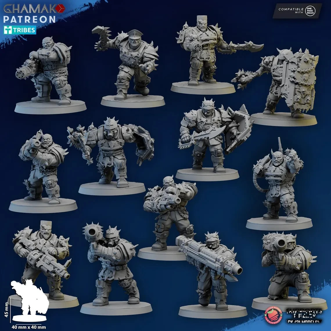 Corrupted Ogroids Ghamak - Sci Fi Tabletop Wargaming Marines 3D Printed Resin
