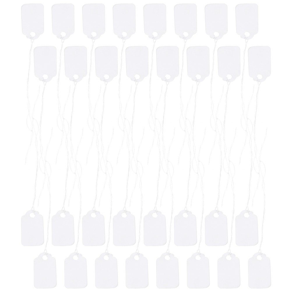 300Pcs Hanging Jewelry Tags with String White Paper Reusable for Clothing Price