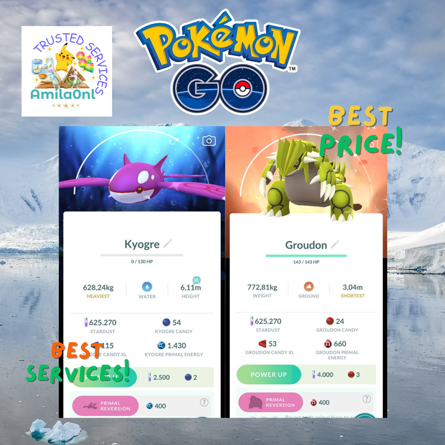 PokémonGo✿Shiny✿Kyogre✿Groundon✿GOTOUR 2026✿Background✿Tr✿de 20K Stardust