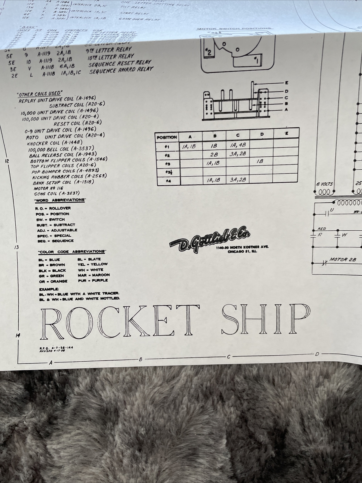 Gottlieb Rocket Ship Wiring Schematic Diagram