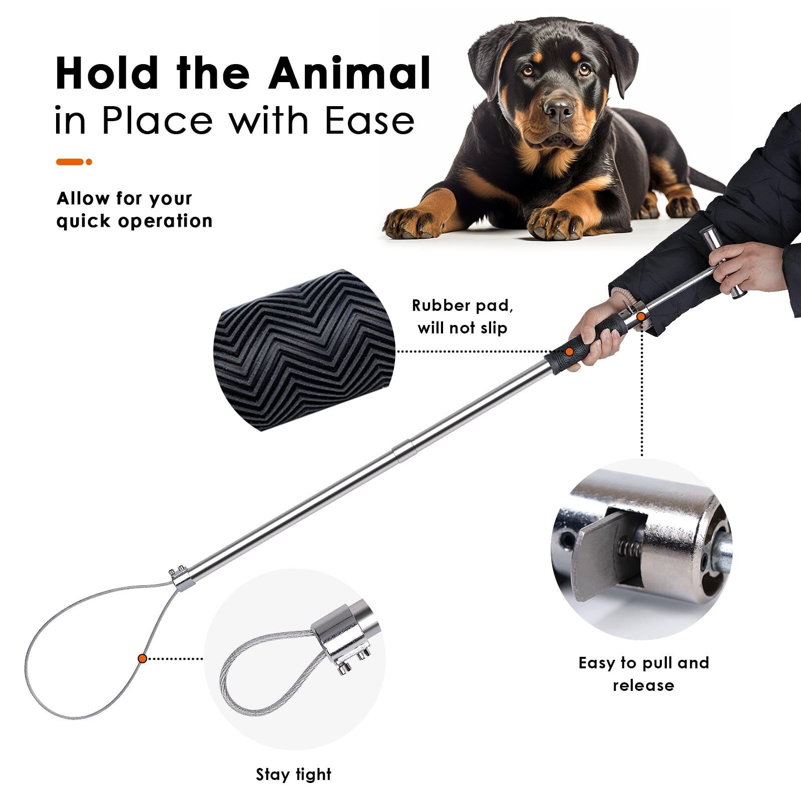 Dog Catcher Pole Animal Control Pole Stainless Steel Pig Holder Catcher Cat C...