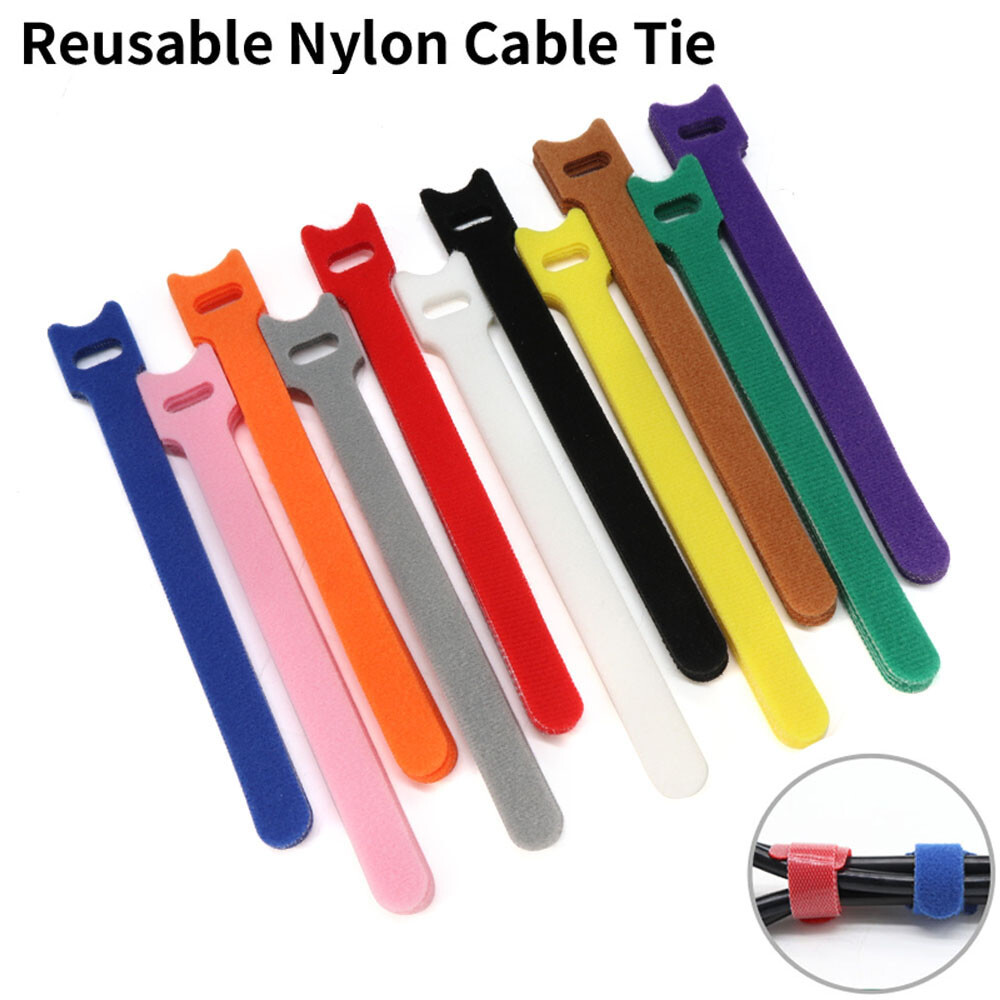Releasable Cable Ties Reusable Nylon Hook Loop Cable Tidy Strap Fastener Straps