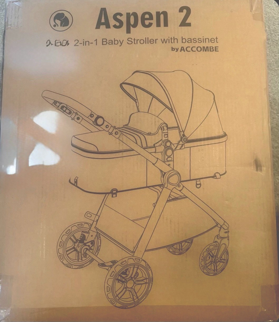ACCOMBE Aspen 2 2-in-1 Baby Stroller w/ Bassinet, Forward/Rear Facing, Black