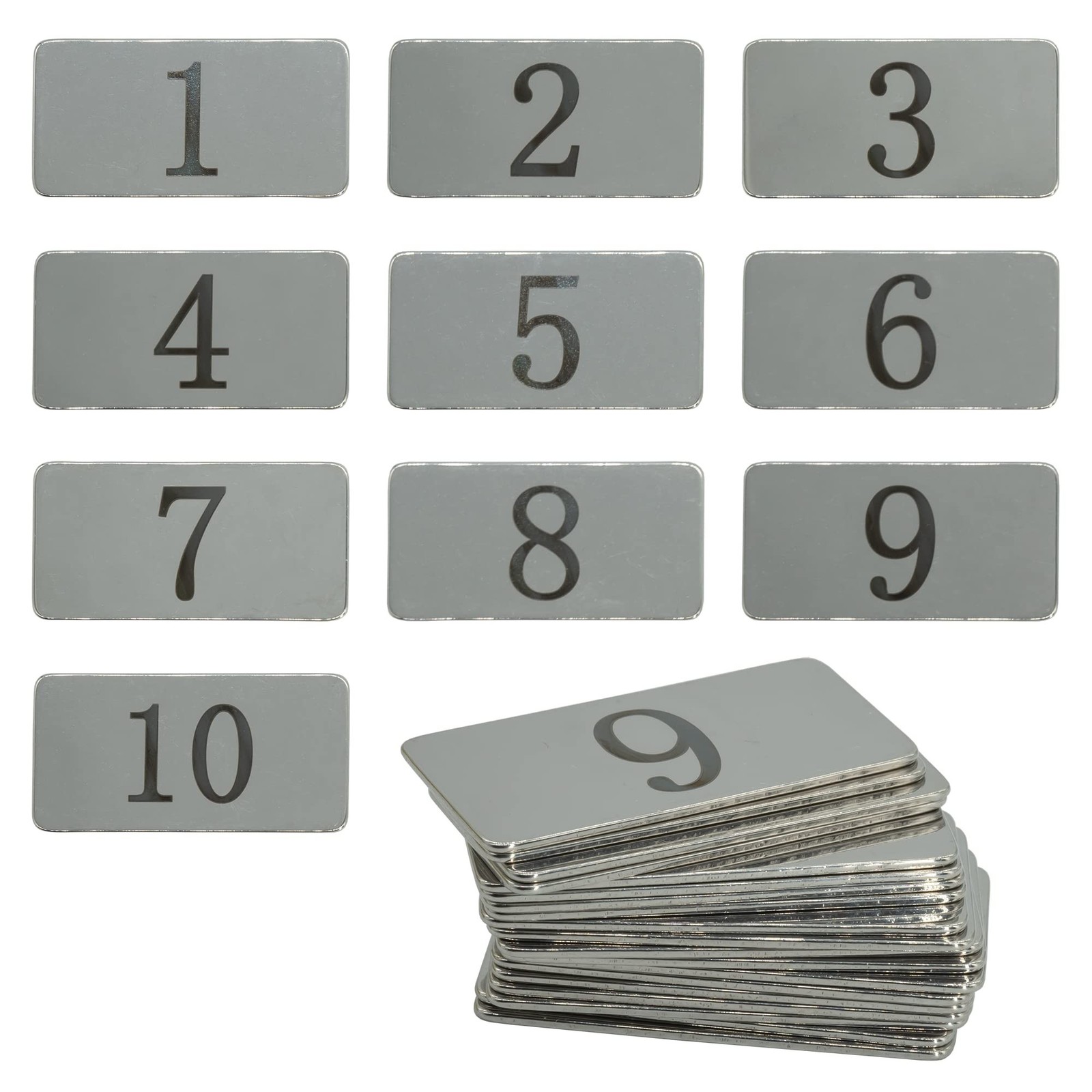 Rectangle Metal Numbered Tags Stainless Steel Number Tags Key Tags with No Ho...