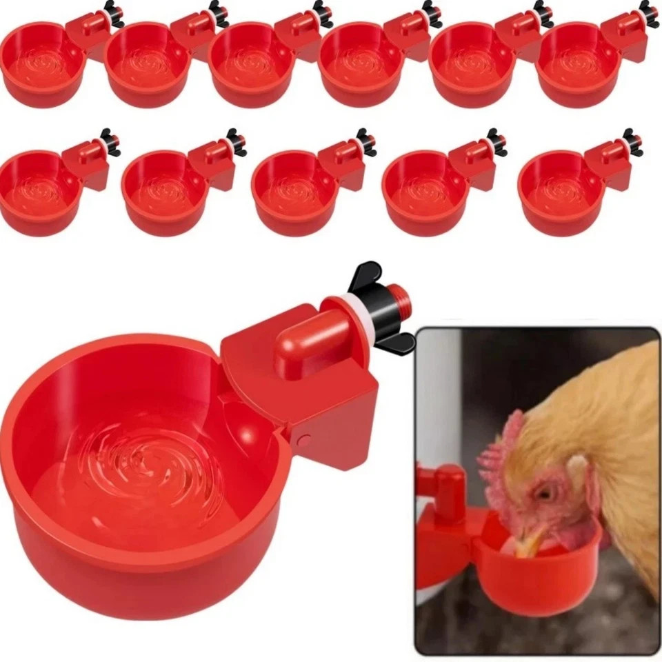 10 PCS Chicken Automatic Watering Cups Poultry Drinker Waterer Duck Quail Hen