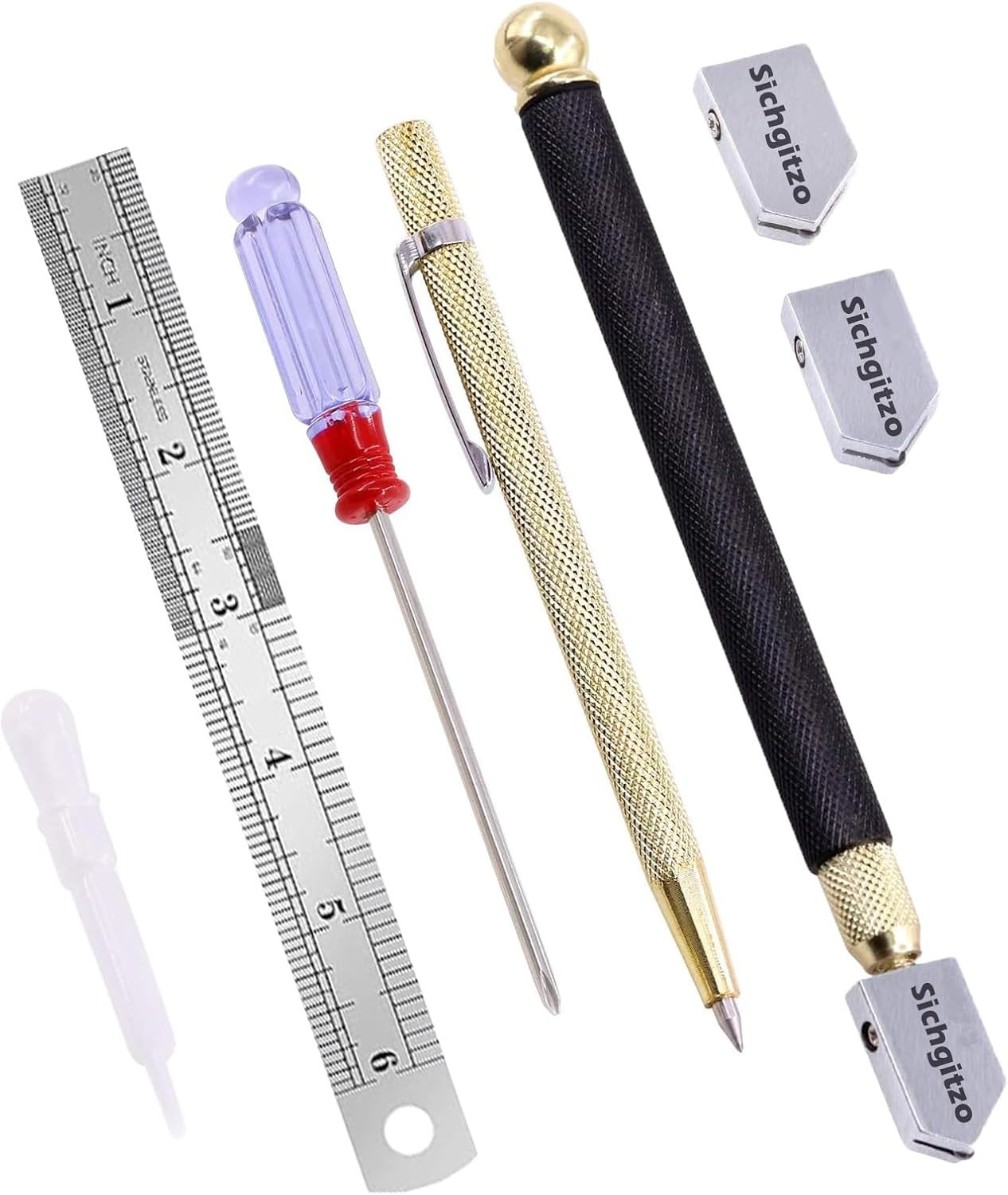 Glass Cutters 3Mm to 14Mm with Pencil Style Carbide Tip - Adjustable Glass Scori