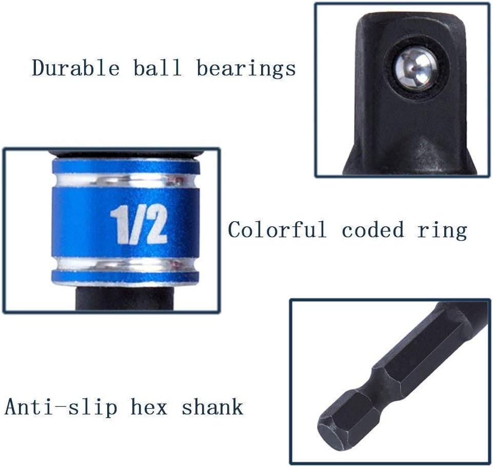 Durable Chrome Vanadium Hex Shank Adapter Set - 3 Pcs with Right Angle Extension