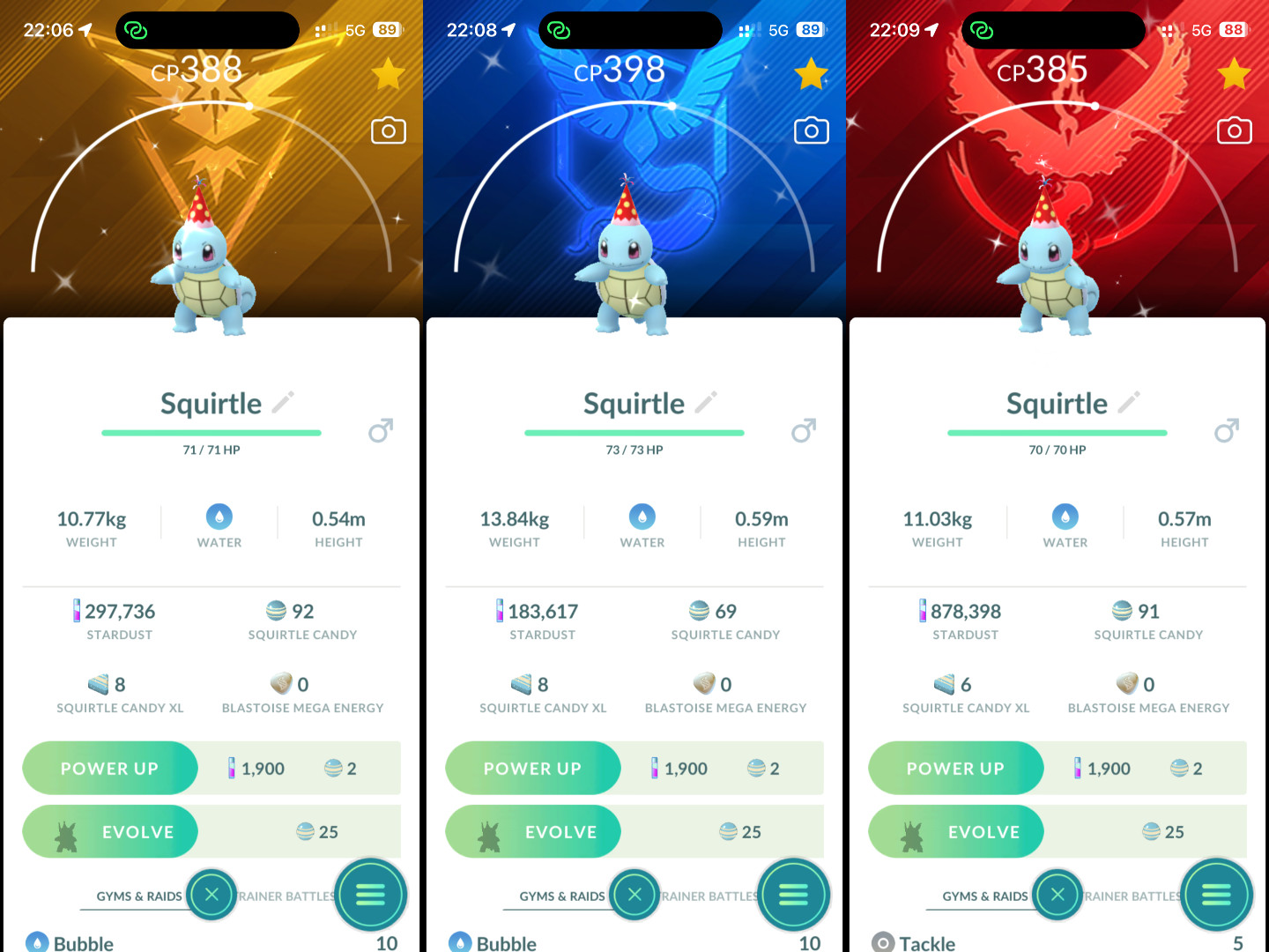 Pokémon Shiny Squirtle party hat team Instinct Mystic Valor background