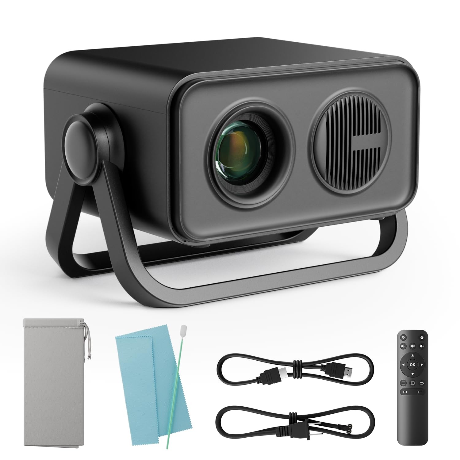 Portable 1080P Mini Projector 360 Adjustable Stand Auto Keystone Bluetooth 5.4
