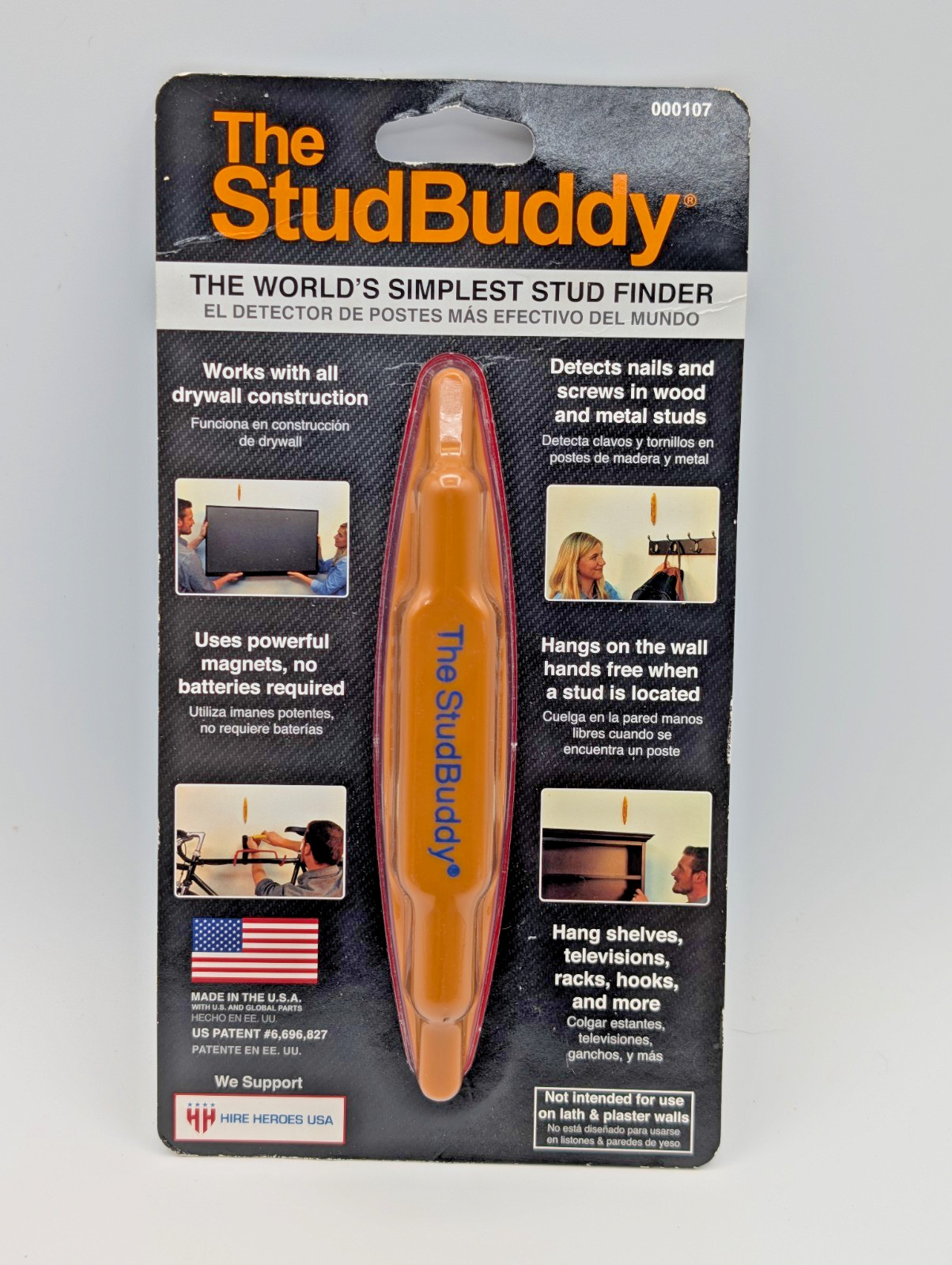 The StudBuddy Magnetic Stud Finder Drywall Nail Screw Wall Locator Orange 000107