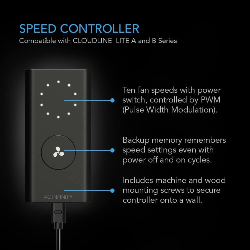 AC Infinity CLOUDLINE A8, Quiet 8" Inline Duct Fan with Speed Controller