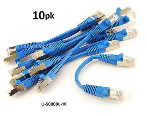10-PACK 6" Shielded CAT5e Network STP Ethernet RJ45 Blue Patch Cable U-S000BL-10
