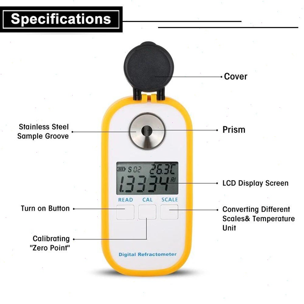 Portable Brix Meter with Measuring Accuracy ± 0.2% Brix Digital Refractometer