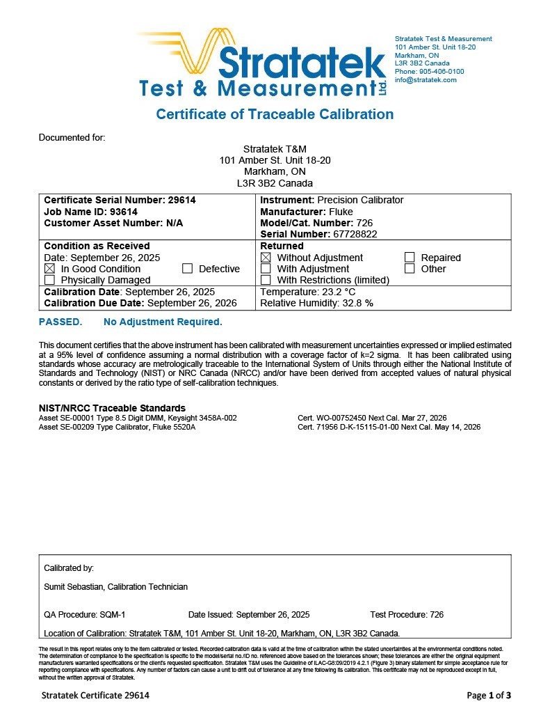 Fluke 726 Multifunction Process Precision Calibrator - NIST Calibrated with Data