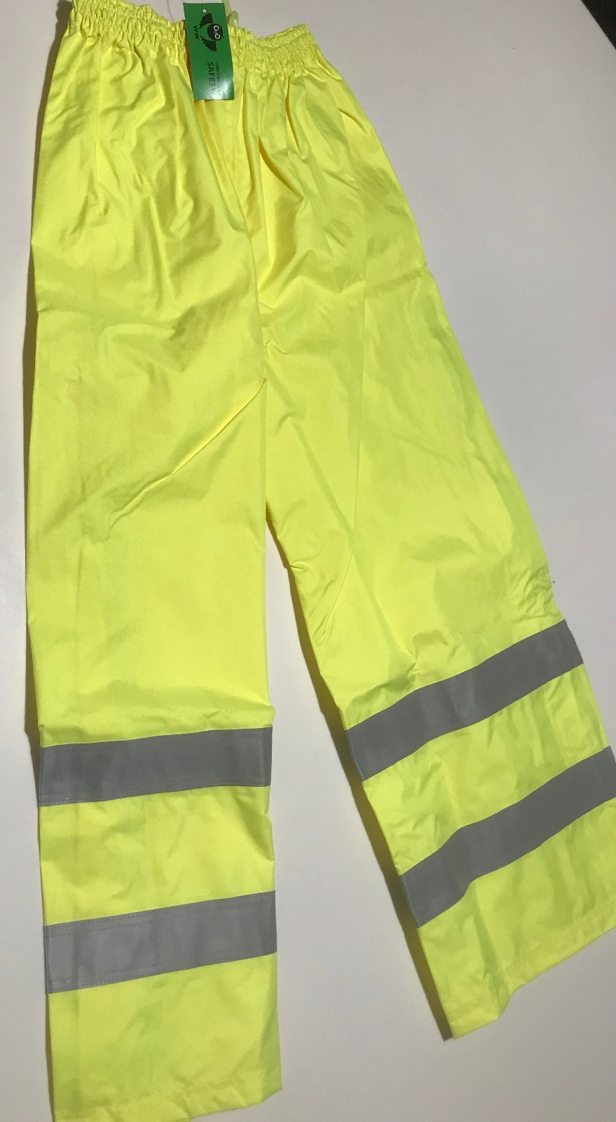 FLUORESCENT SAFETY PANTS, CLASS E, LEVEL 2, REFLECTIVE TAPE, 100% POLYESTER, NEW
