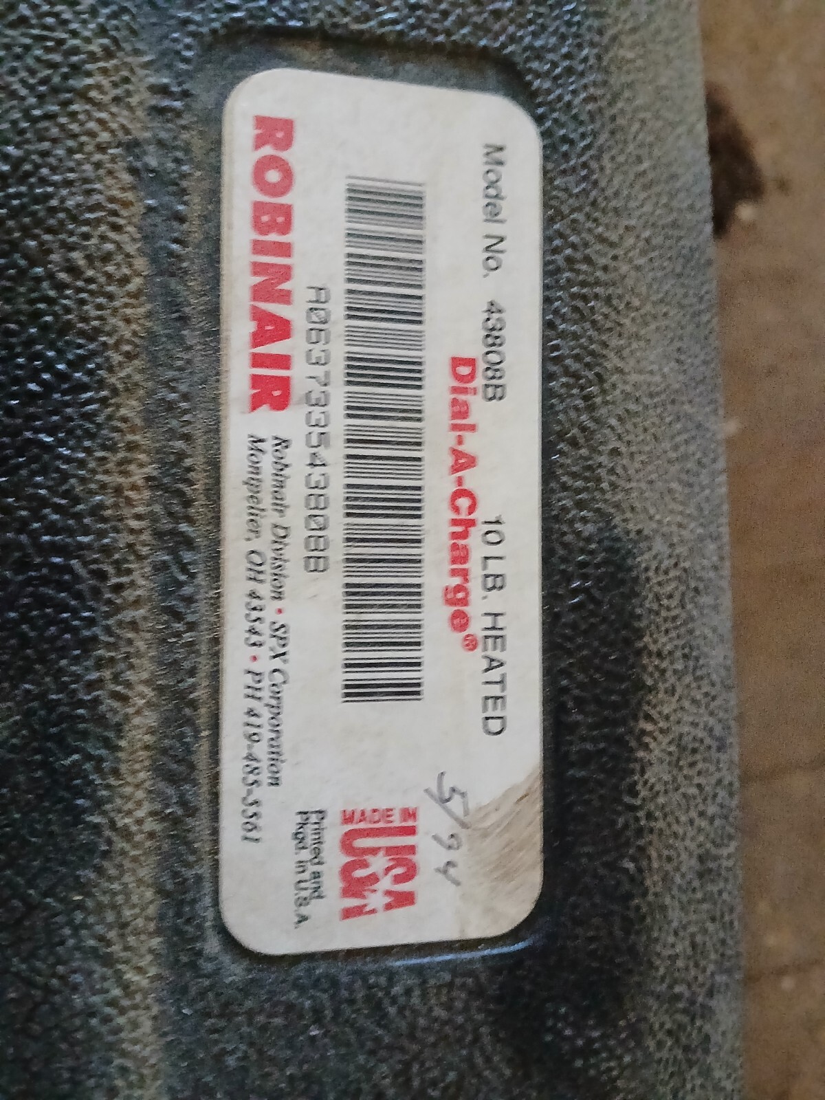Robinair 43808B Dial a Charge 10 Lbs Heated Refrigerant Charging Cylinder