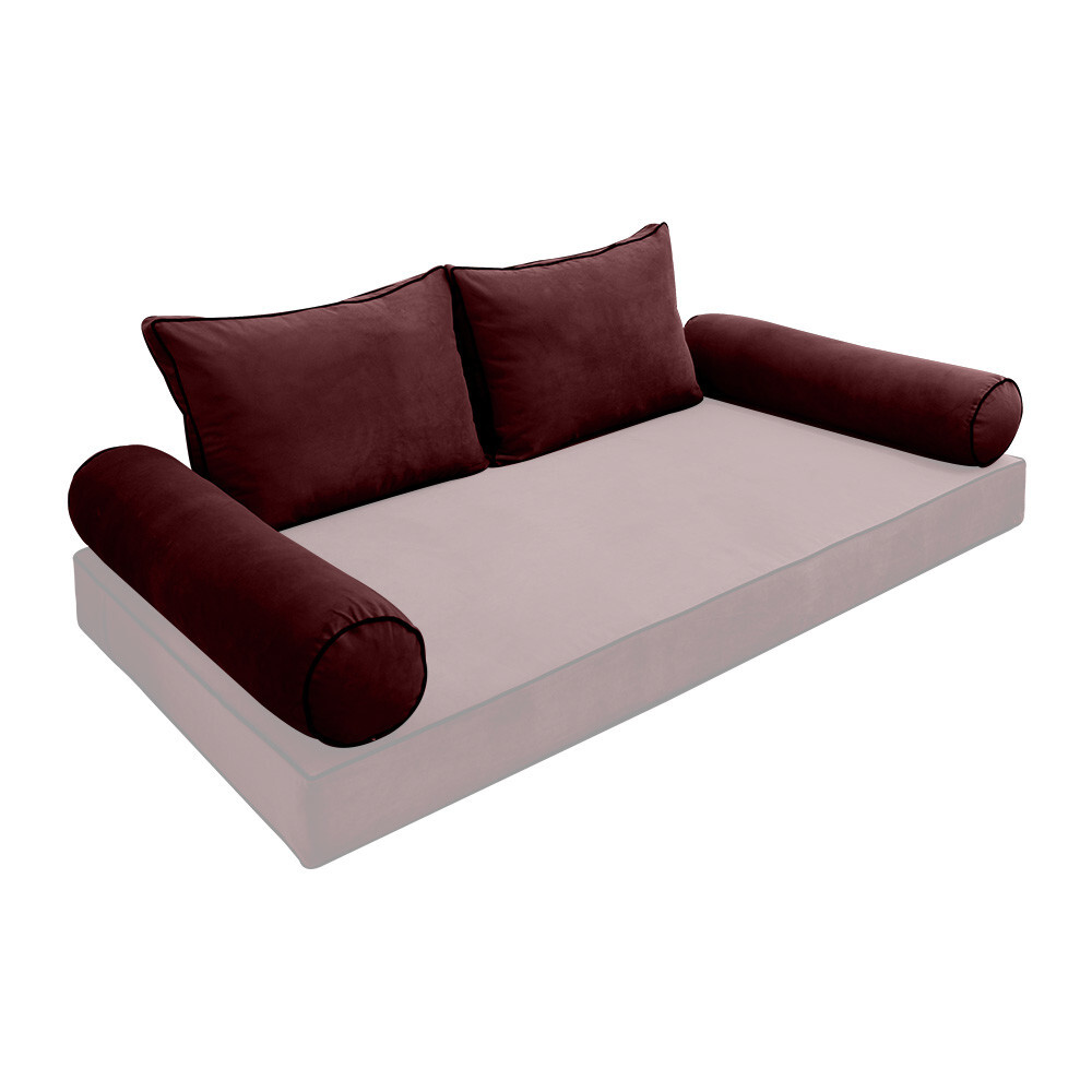COVER ONLY Model V1 Twin Velvet Contrast Indoor Daybed Cushion Bolster - AD368