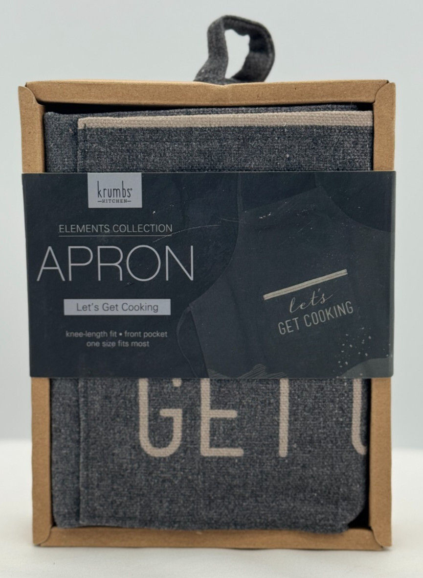 krumbs Kitchen Elements Collection Apron - "let's get cooking"- Brand New in Box