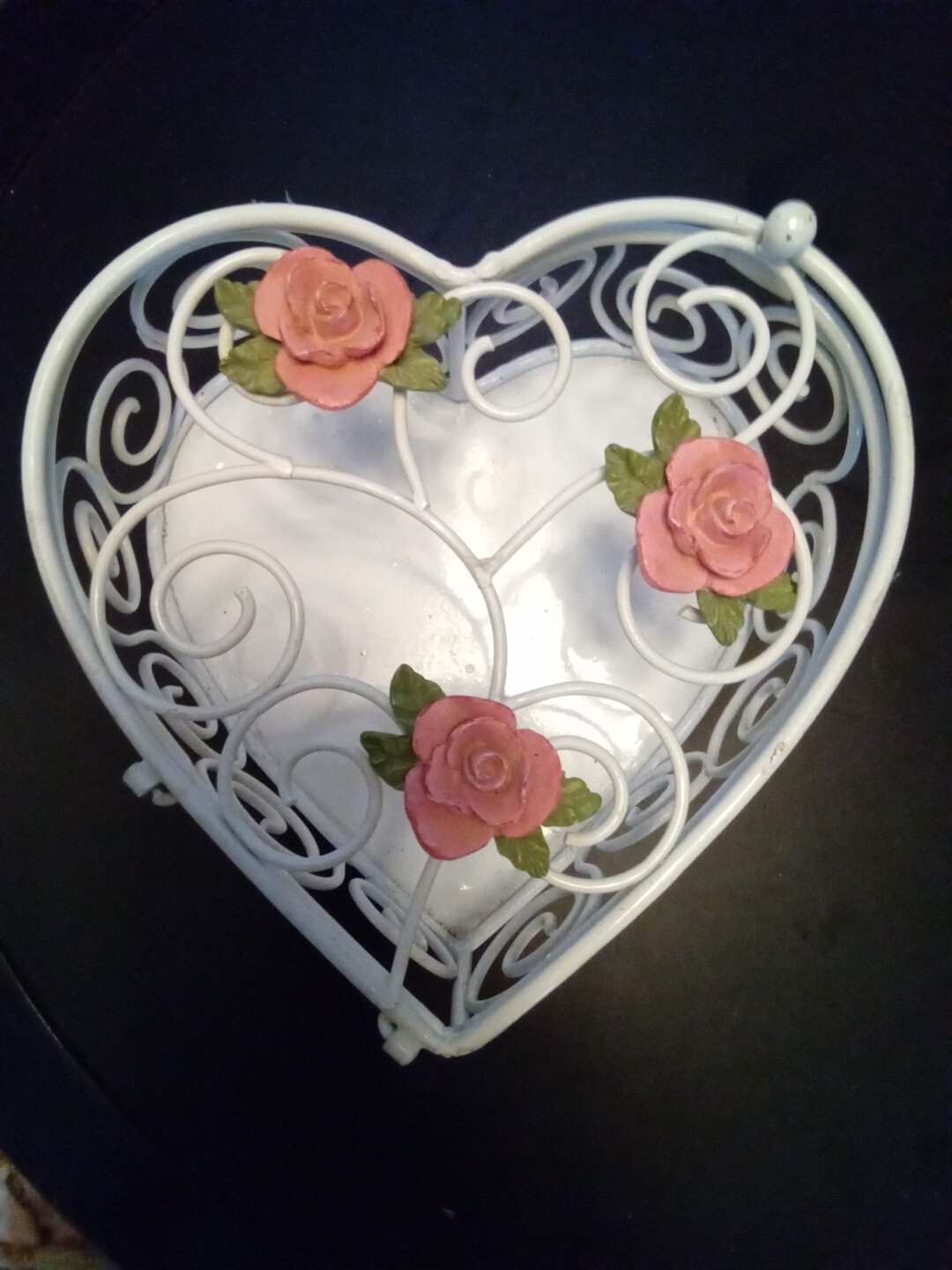 Rose And Wire Catch-all Trinket BASKET. EUC