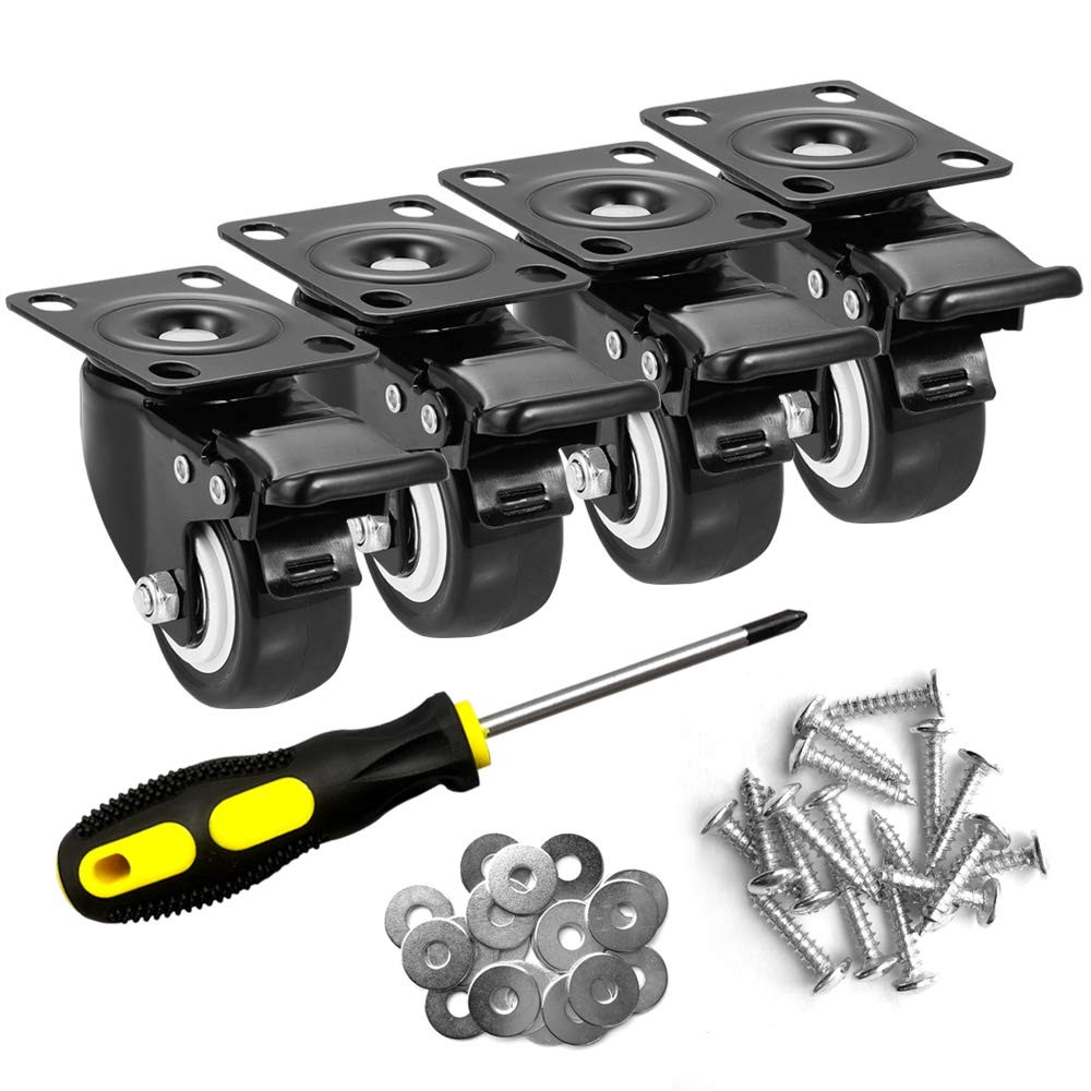 Locking Polyurethane Wheels Swivel Plate Castors for Furniture & Cart
