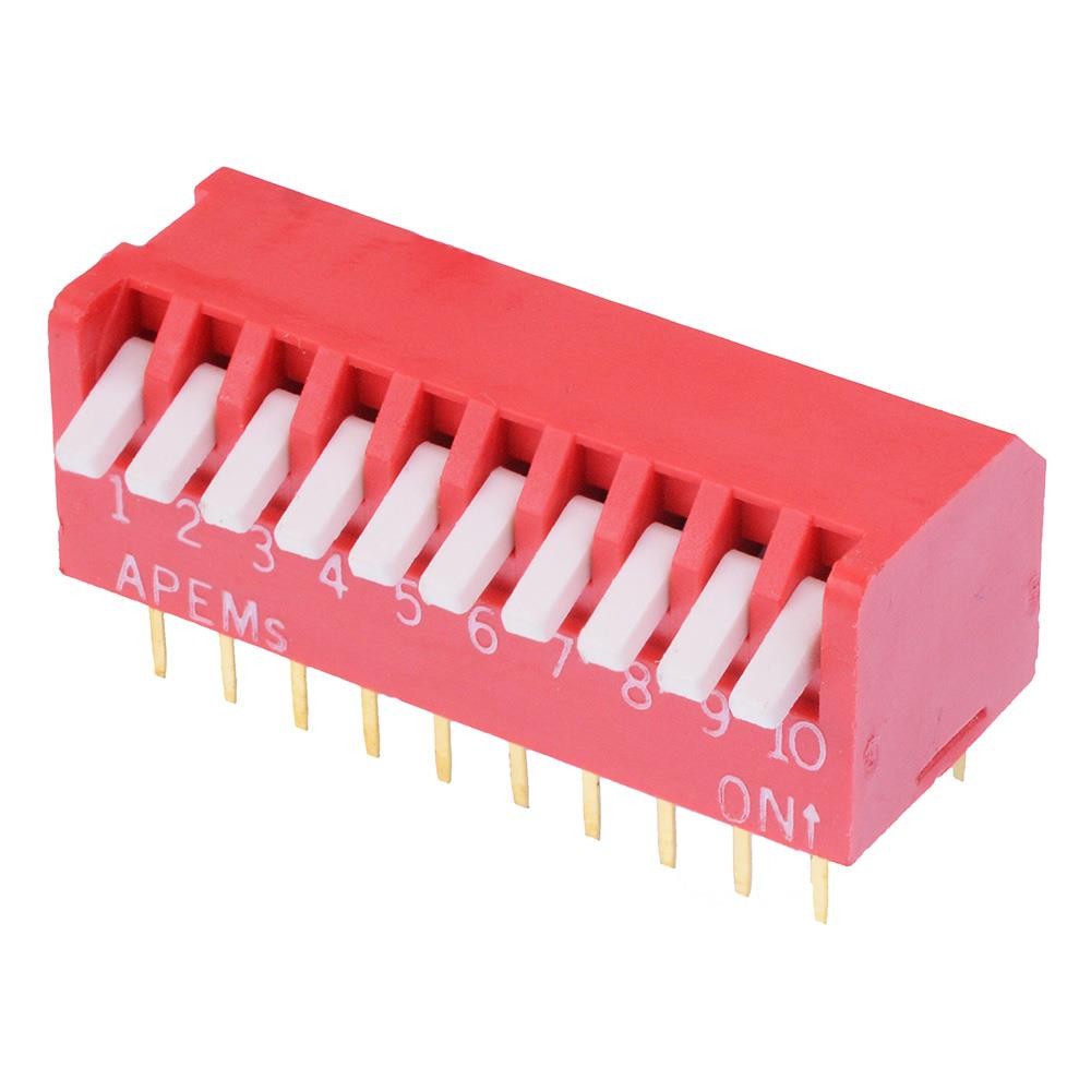 DPL10U APEM 10-Way Long Piano DIP Switch 2.54mm SPST