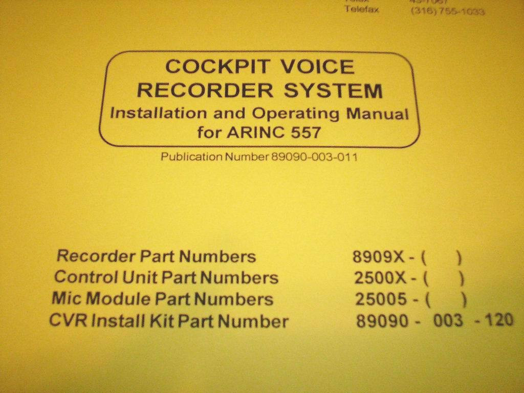 B & D Cockpit Voice Recorder  8909X Series Ops & Install Manual