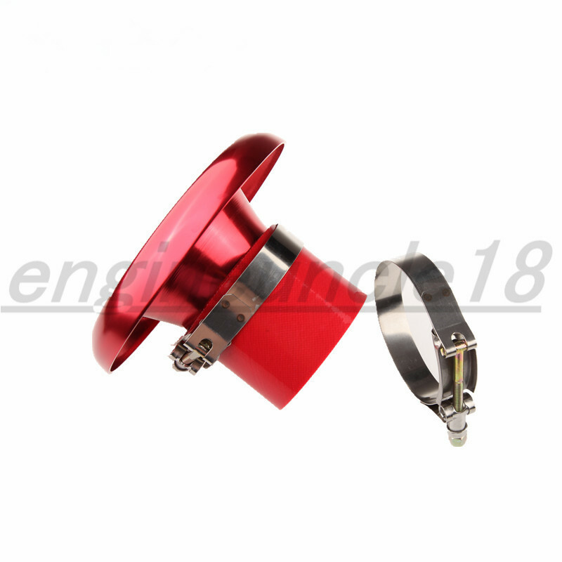 4" Inch Red Velocity Stack For Cold/ Ram Engine Air Intake/ Turbo Horn