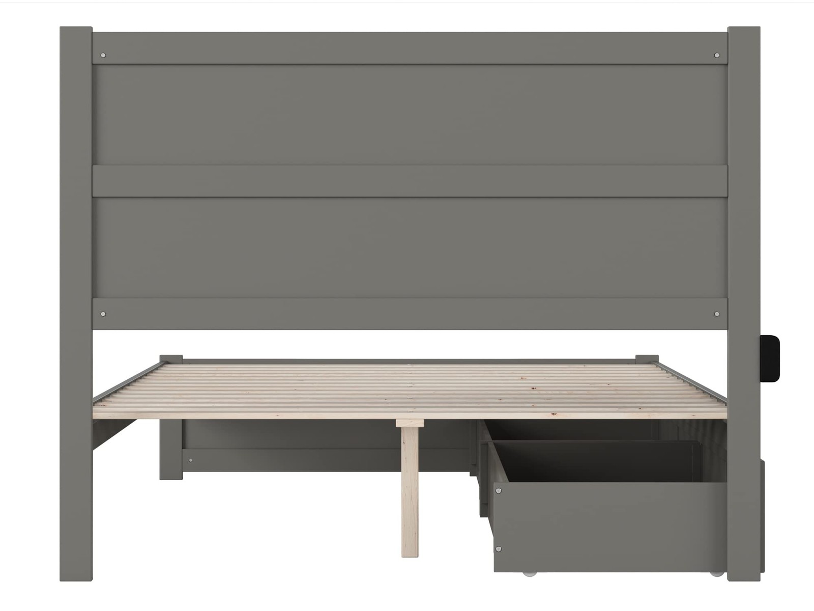 AFI NoHo Farmhouse Queen Wood Bed with Footboard and 2 Drawers in Gray