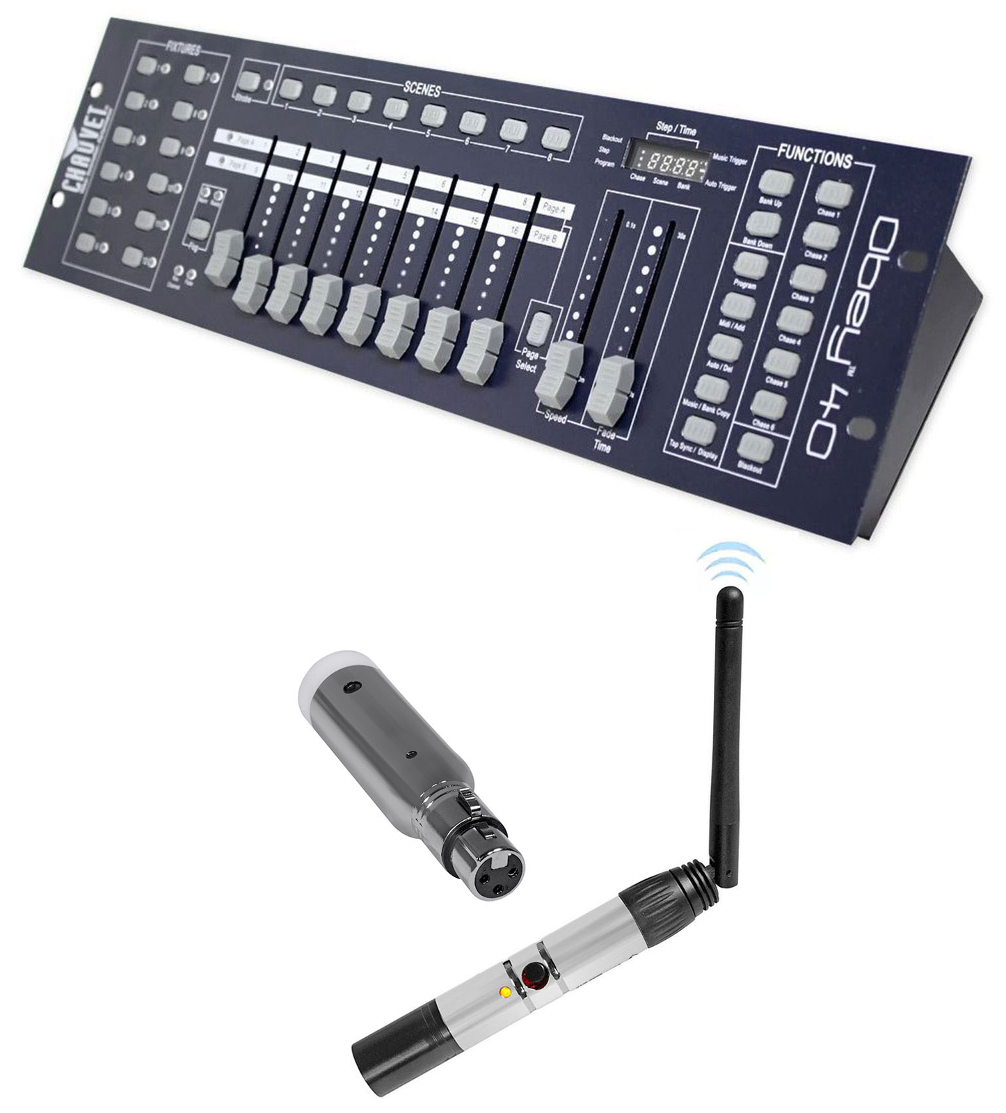 Chauvet DJ OBEY40 192-Ch Wireless DMX MIDI Light Controller+Receiver+Transmitter
