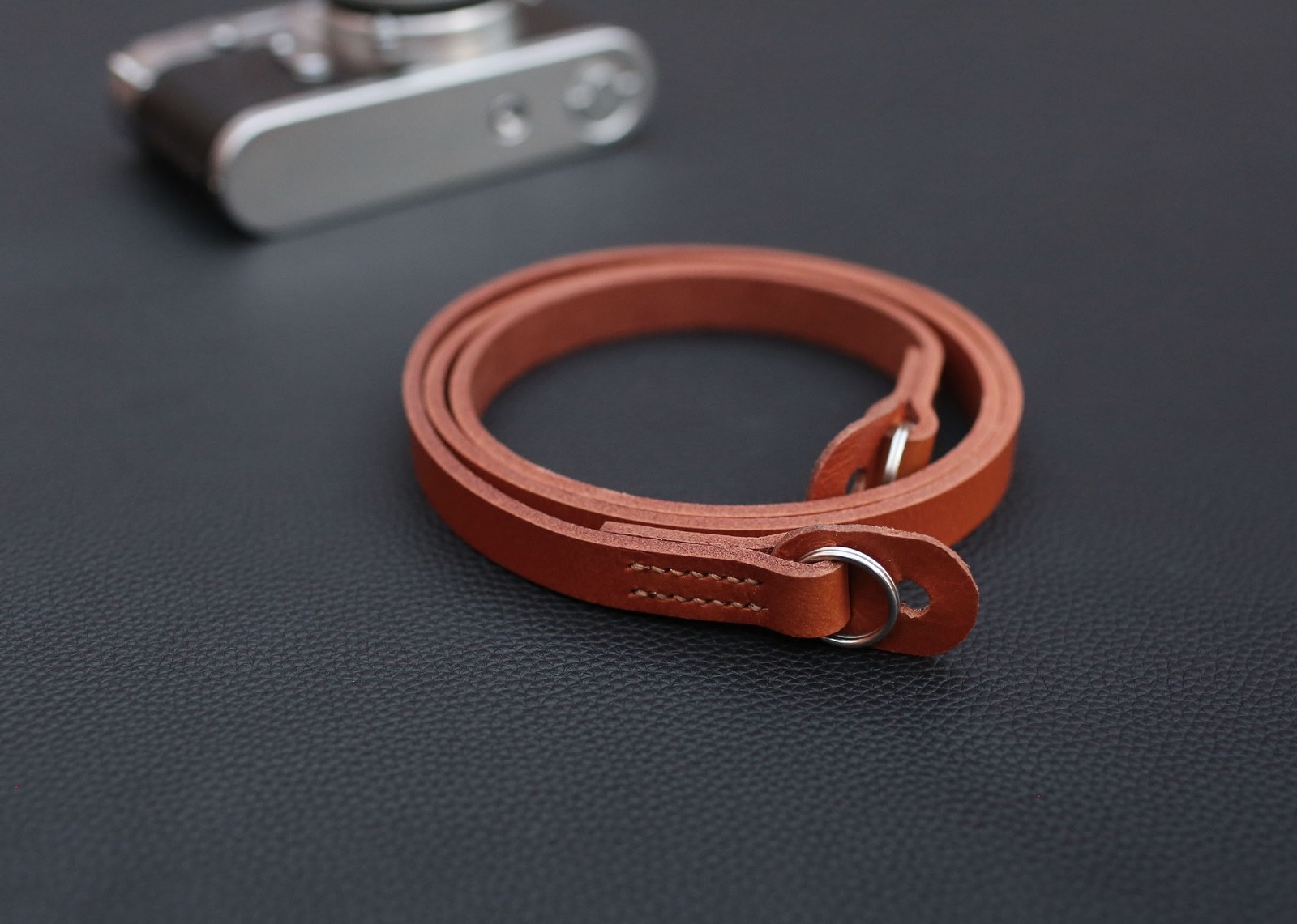 Handcrafted Tan Leather Camera Strap – 13mm Wide, 3.5mm Thick