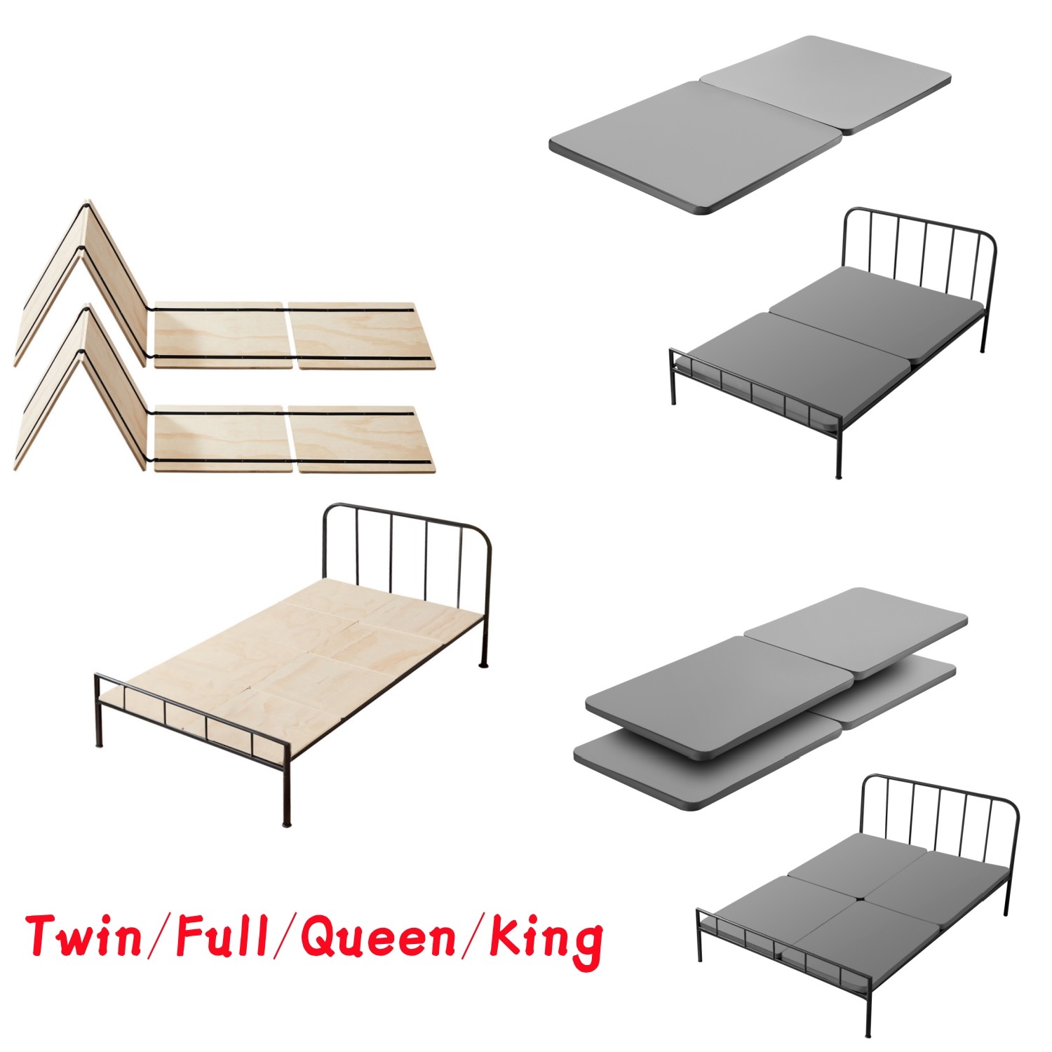 Uimoso Bunkie Board Twin/Full/Queen/King Bed Board Slats Foldable Splice Plate
