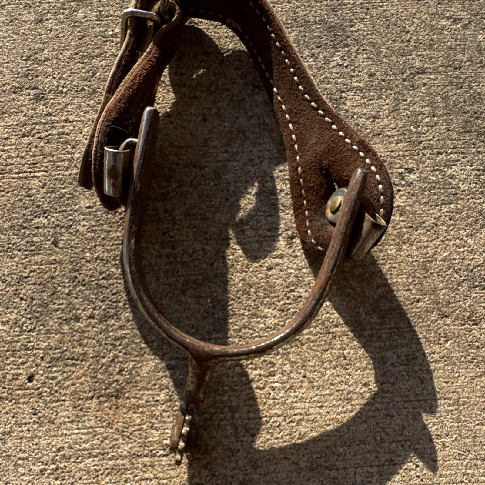 Vintage Western Spur Rowel with Brown Leather Strap - Leather Spur Strap Brown