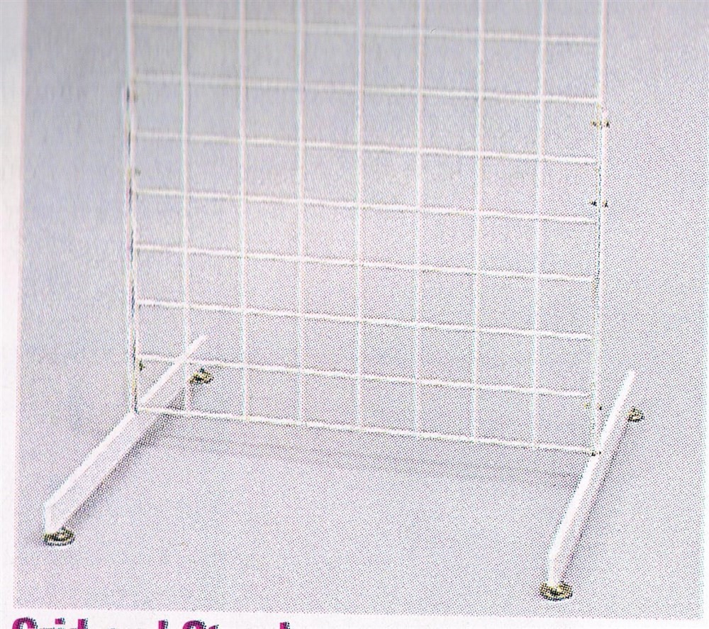 Store Display Fixtures 2 WHITE GRIDWIRE PANEL LEGS WITH LEVELERS T-SHAPED