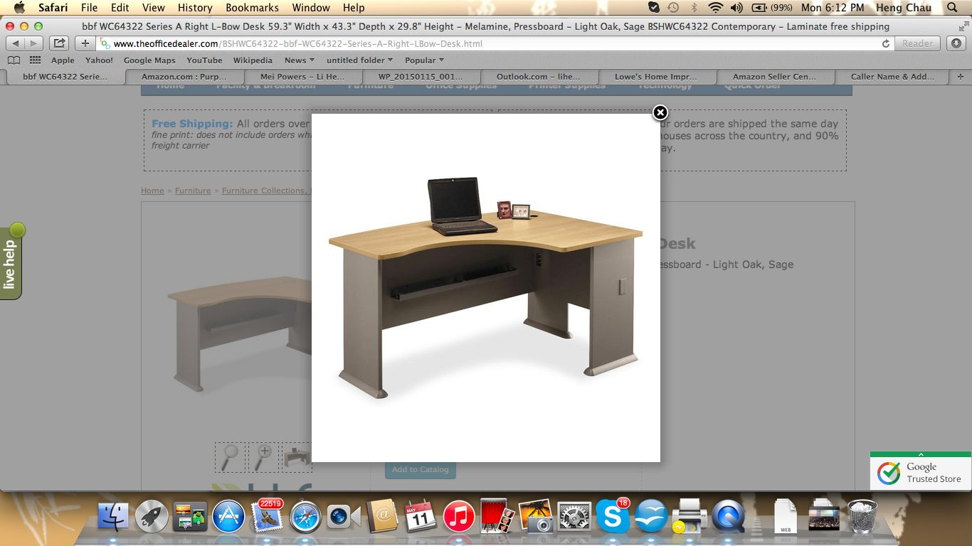 Bush Series A Right L-Bow Desk - WC64322 PLUS FREE ITEM
