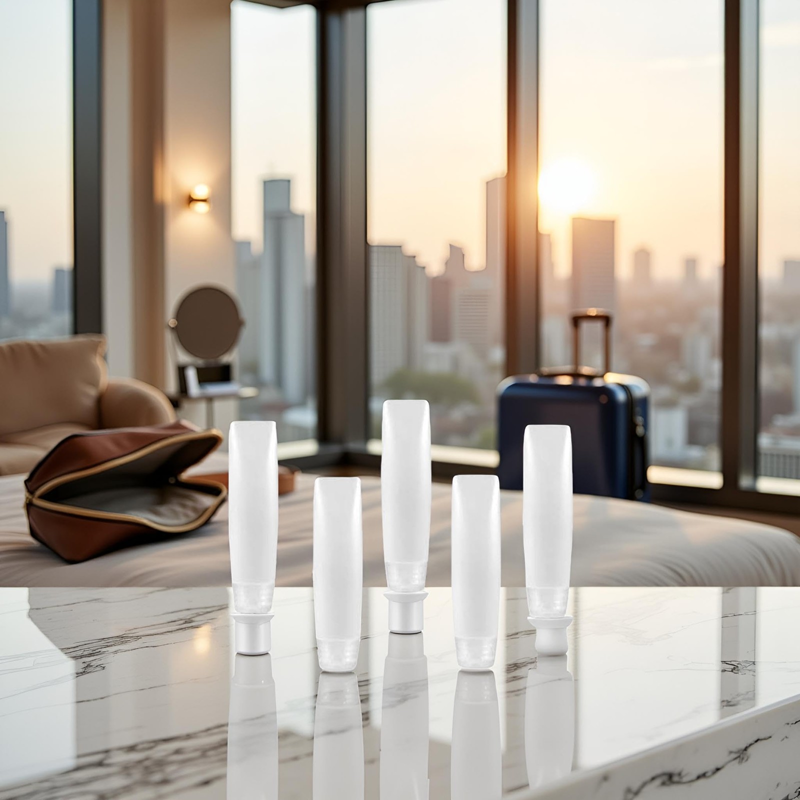 GANPUB 5 Pcs White 1 oz Travel Bottles Empty Refillable Toothpaste Tubes Cont...