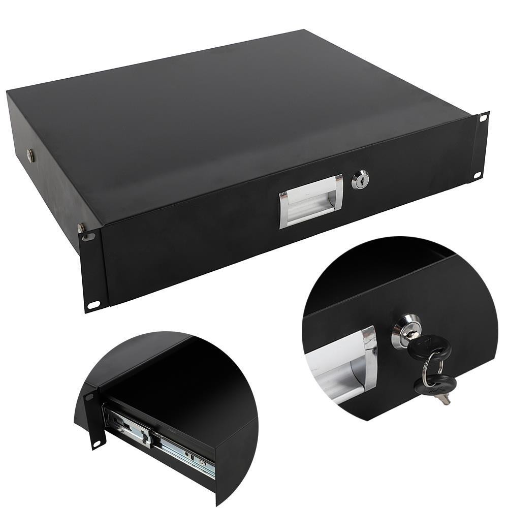 19 Inch Rack Mount 2U Locking Drawer Audio DJ Server Rack Storage Cabinet