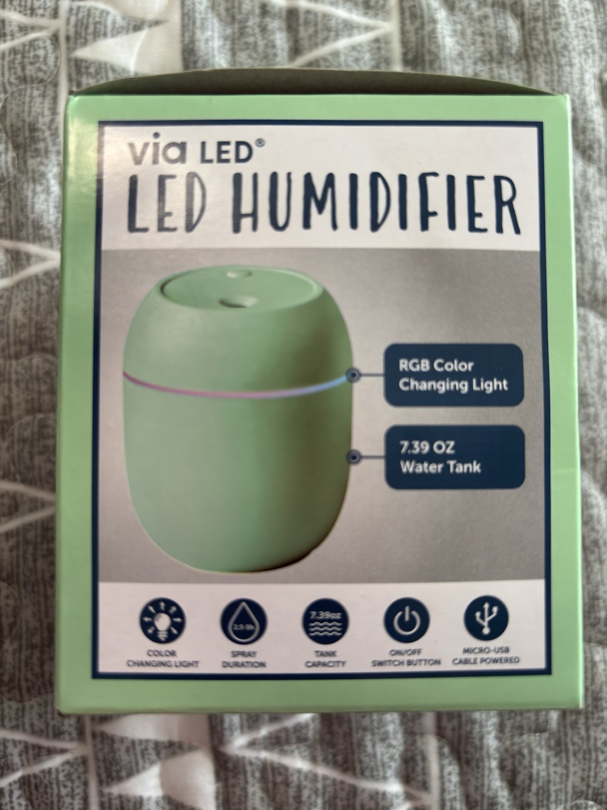 NIB Via LED Mini Color Changing Humidifier