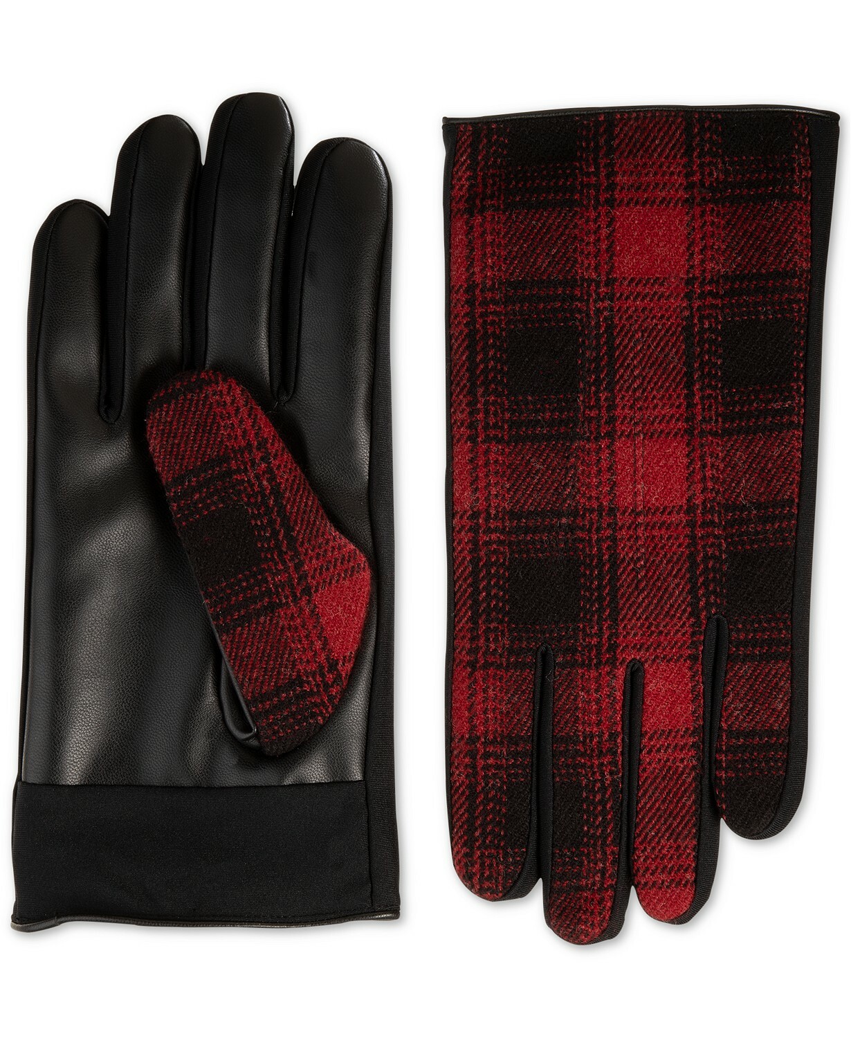 NEW $165 Isotoner Men's Red Black Touchscreen Lined Winter Driving Gloves Size M