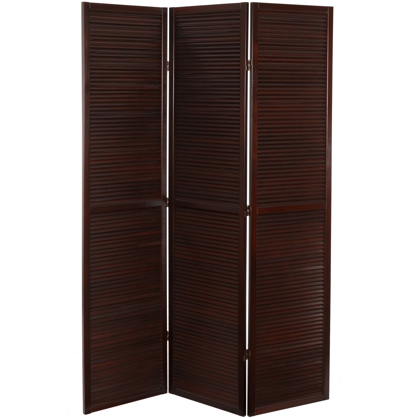 6 ft. Tall Double Venetian Room Divider - 3 Panels - Walnut