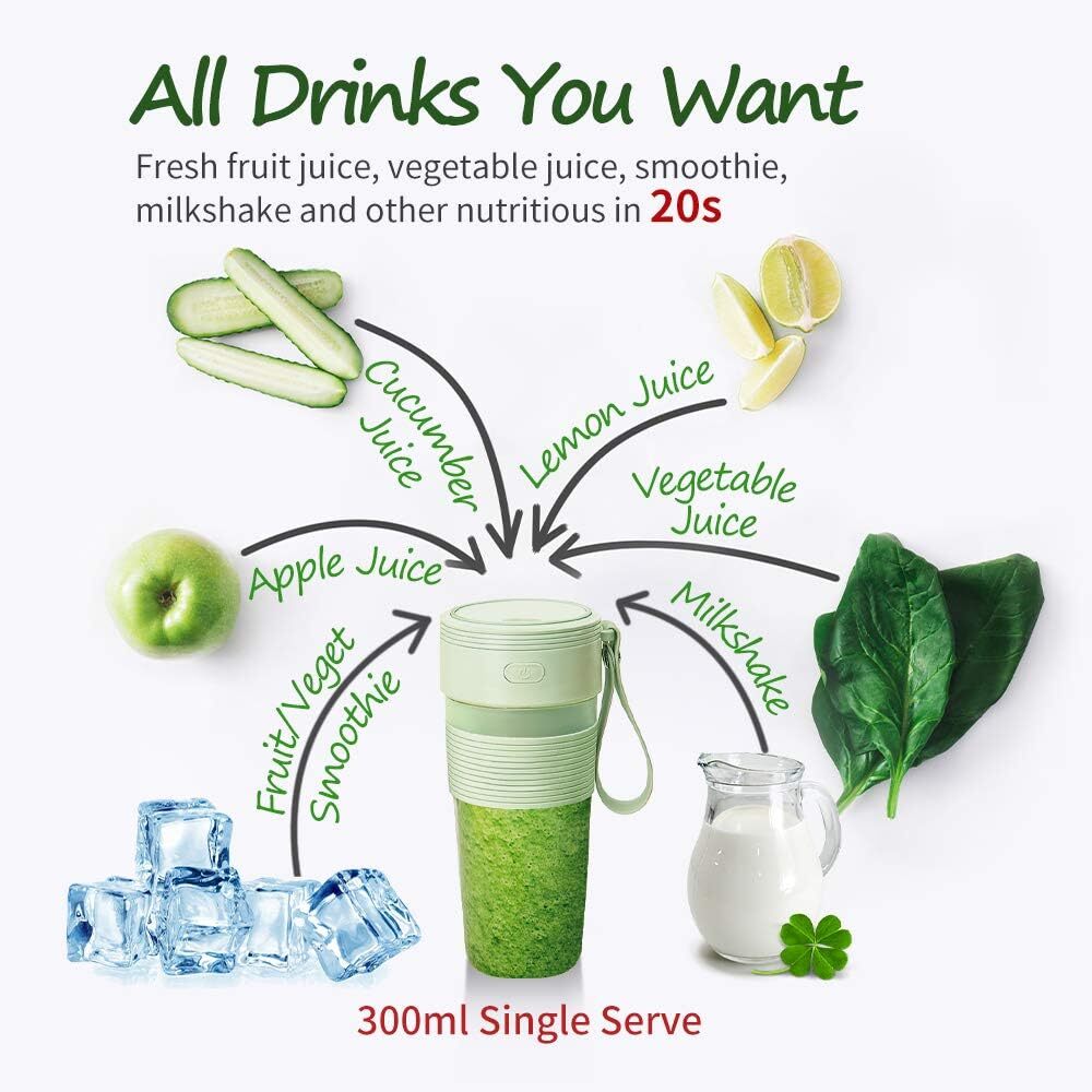 Portable Blender Juicer Cup USB Rechargeable Smoothies Mixer Fruit Machine US
