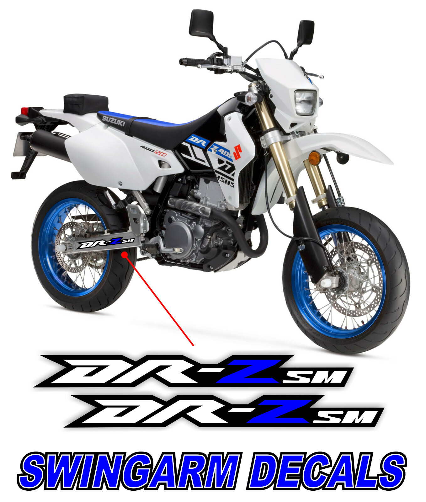 Blue High Quality Swingarm Decals Fit Suzuki DRZ400SM All Years DRZ 400 SM 400SM