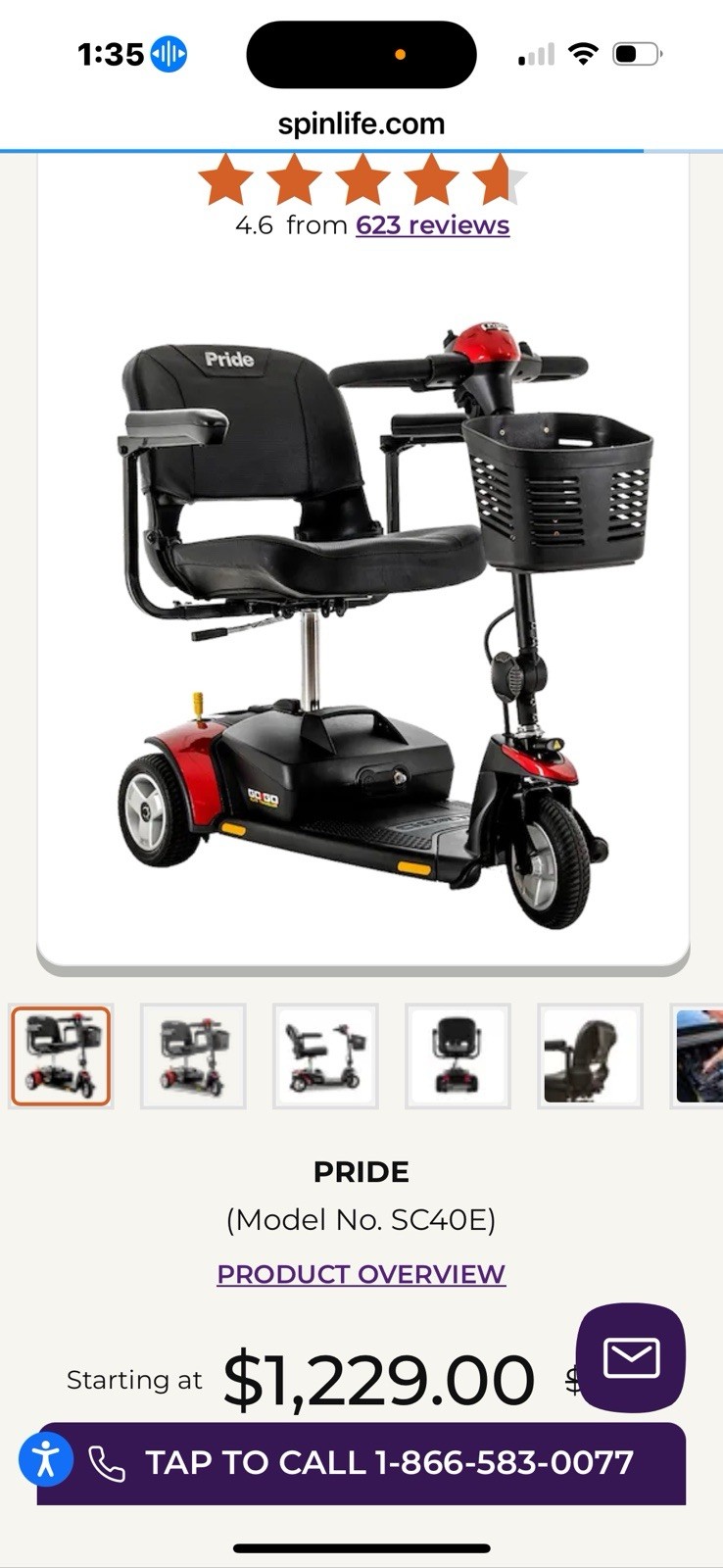 Pride Go-Go Elite Traveller mobility scooter 3‑wheel model
